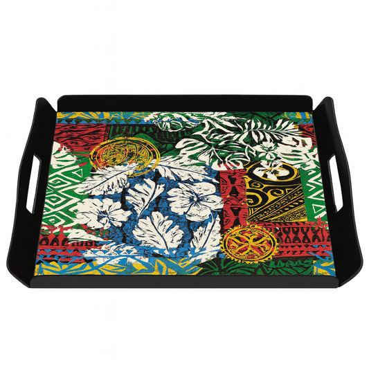 10 on 10 Magical Black Tray – Multicolor Decorative Serving Tray (25.4 cm) - Habitt