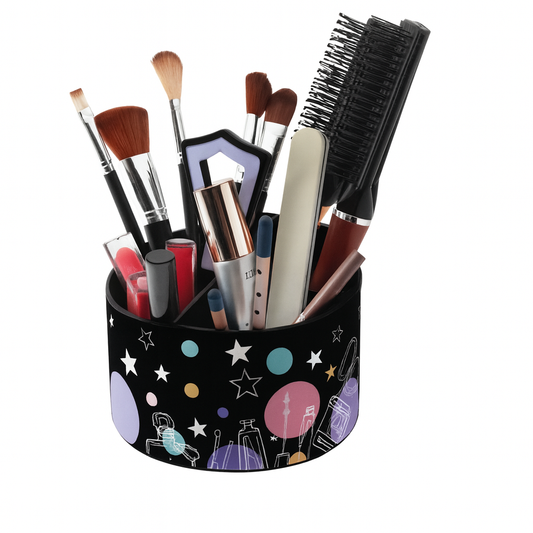 Beauty Organizer – Black Round Acrylic Makeup Holder - Habitt