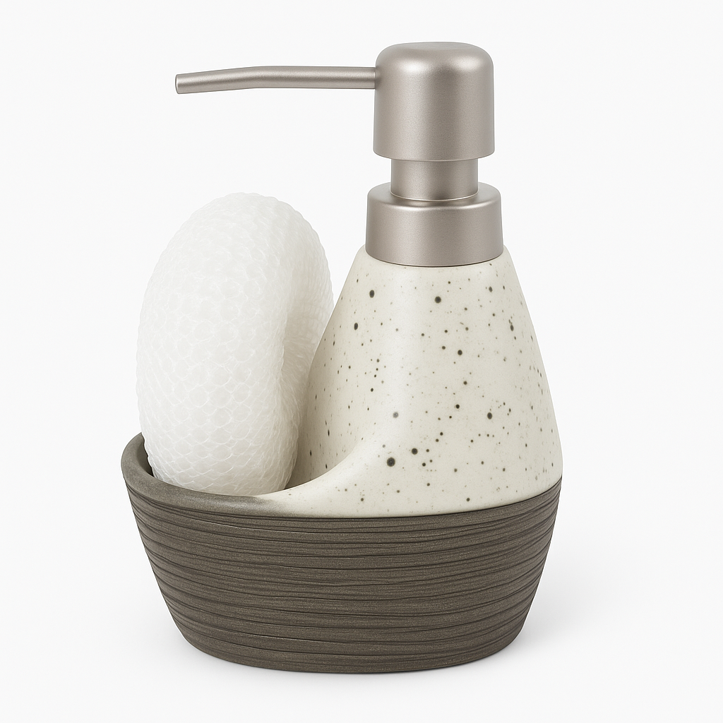 1pc Single Piece Soap Dispenser with Sponge Holder – 3 Elegant Color Variants - Habitt