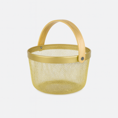 Fruit Basket with Bamboo Handle – 10 × 7 Inch (Gold) - Habitt
