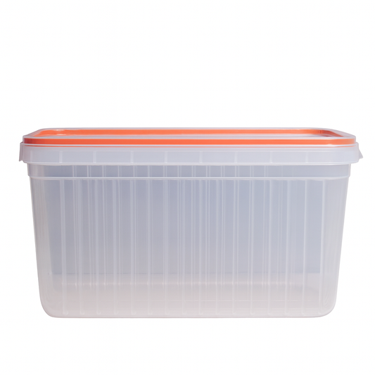 1pc Clear Storage Box 5 Liter – Airtight Plastic Food Storage Container with Colored Lid (Blue, Green, Orange, Red) - Habitt