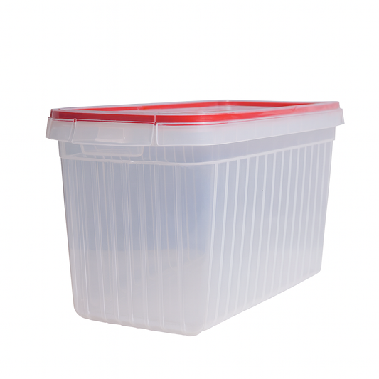 1pc Clear Storage Box 5 Liter – Airtight Plastic Food Storage Container with Colored Lid (Blue, Green, Orange, Red) - Habitt