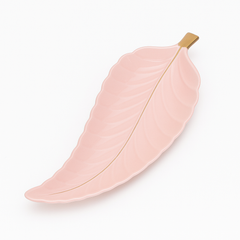 1Pc Leaf Platter Single – Grey (Small) & Pink (Large) | Elegant Ceramic Serving Platter - Habitt