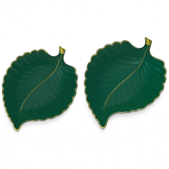 1Pc Leaf Platter Single – Green (Small & Large) | Luxury Ceramic Decorative Serving Tray - Habitt