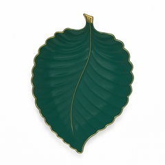 1Pc Leaf Platter Single – Green (Small & Large) | Luxury Ceramic Decorative Serving Tray - Habitt
