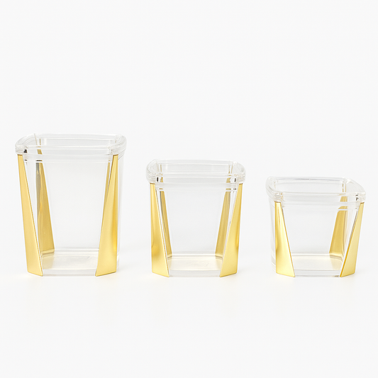 1Pc Acrylic Jar – Small, Medium & Large | Transparent Storage Container with Gold Design - Habitt