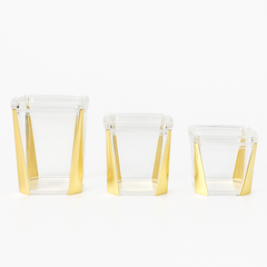 1Pc Acrylic Jar – Small, Medium & Large | Transparent Storage Container with Gold Design - Habitt