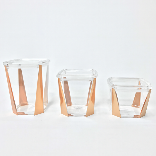 1Pc Acrylic Jar – Small, Medium & Large | Transparent Storage Container with Rose Gold Design - Habitt