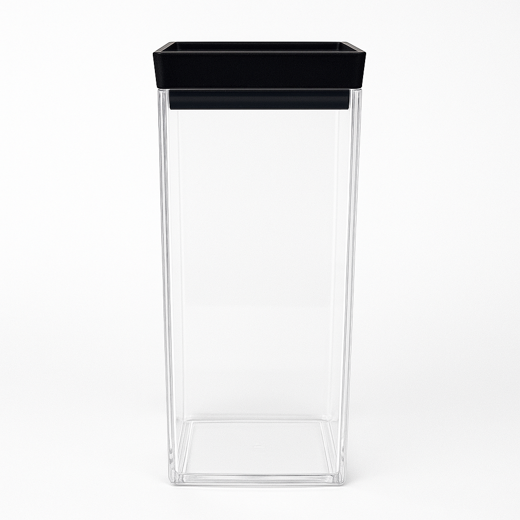1Pc Acrylic Jar – Small, Medium & Large | Transparent Storage Container with Black Lid - Habitt