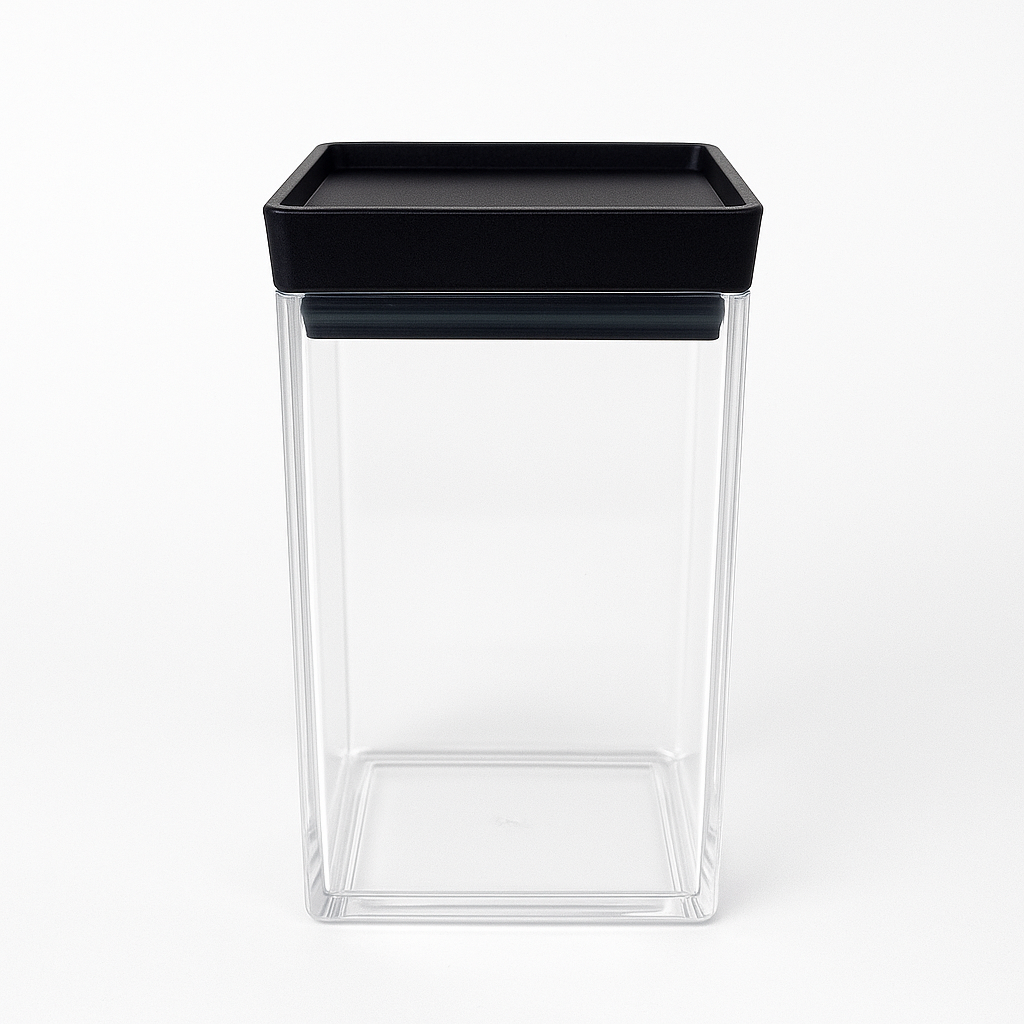 1Pc Acrylic Jar – Small, Medium & Large | Transparent Storage Container with Black Lid - Habitt