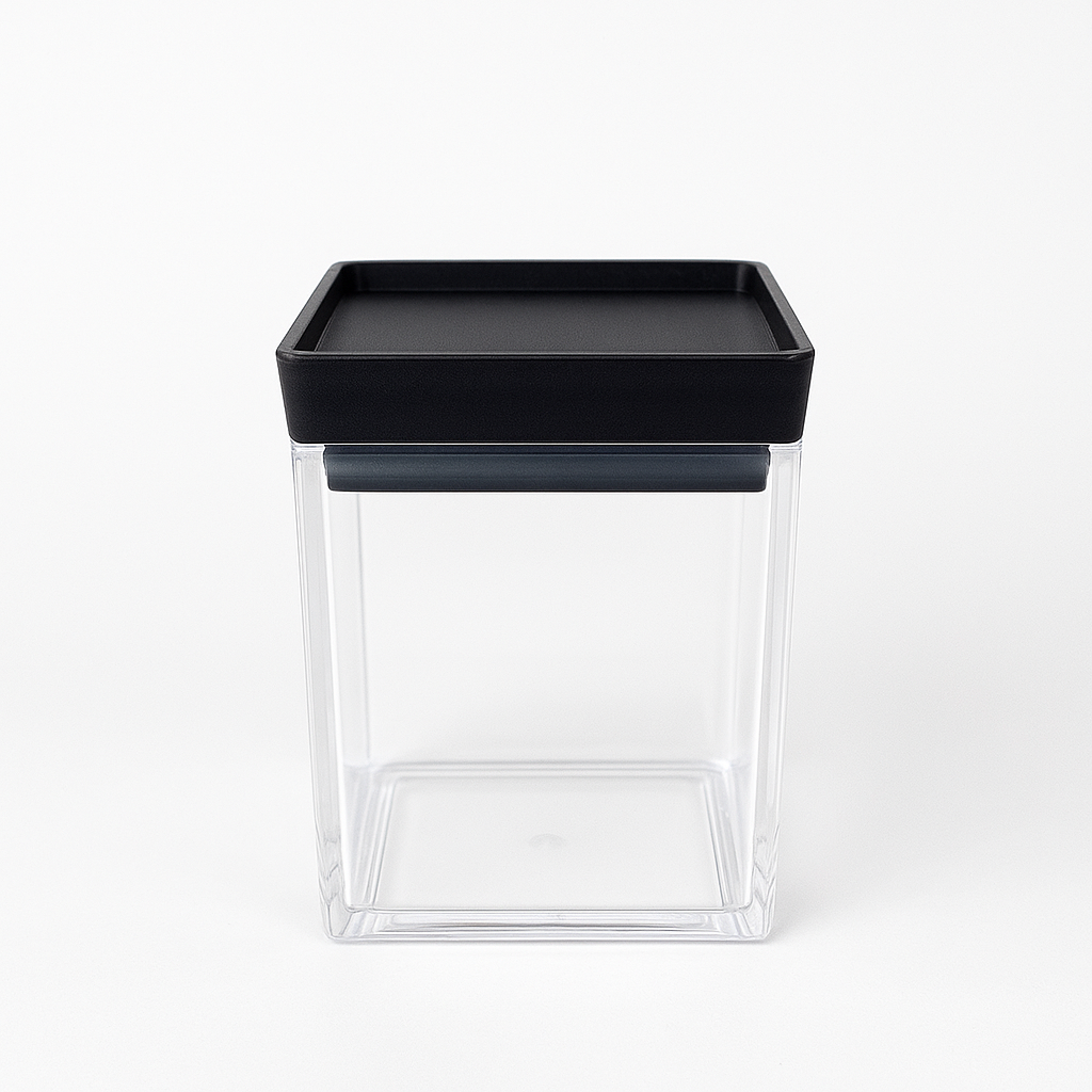 1Pc Acrylic Jar – Small, Medium & Large | Transparent Storage Container with Black Lid - Habitt