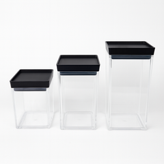 1Pc Acrylic Jar – Small, Medium & Large | Transparent Storage Container with Black Lid - Habitt
