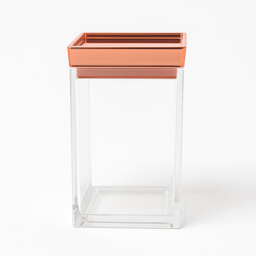 1Pc Acrylic Jar  – Small, Medium & Large | Transparent Storage Container with Rose Gold Lid - Habitt