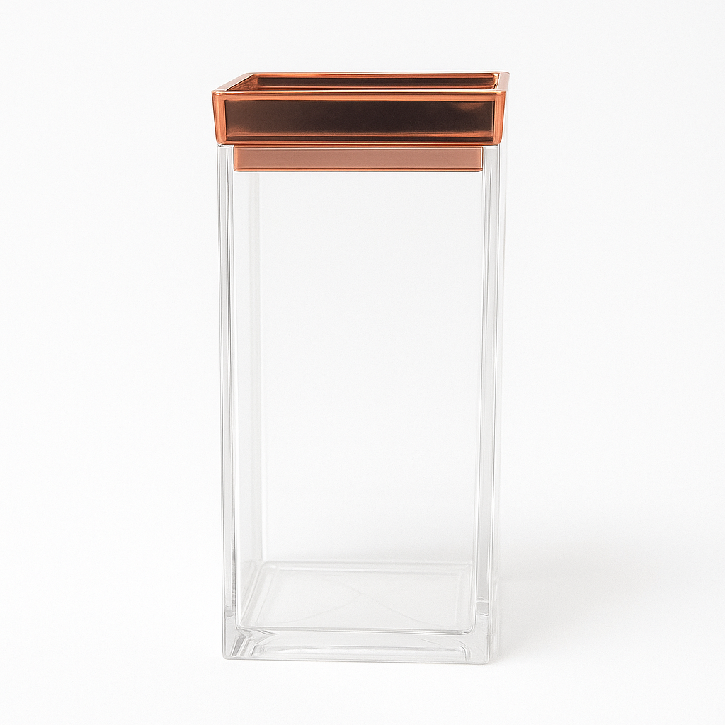 1Pc Acrylic Jar  – Small, Medium & Large | Transparent Storage Container with Rose Gold Lid - Habitt