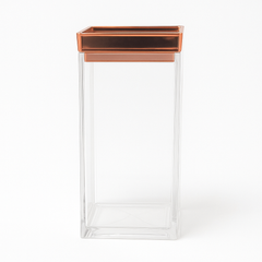 1Pc Acrylic Jar  – Small, Medium & Large | Transparent Storage Container with Rose Gold Lid - Habitt