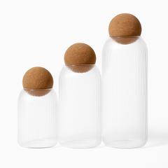 3 Pcs Glass Jar Set with Cork Lid – Airtight Kitchen Storage Containers (KDJ-04) - Habitt