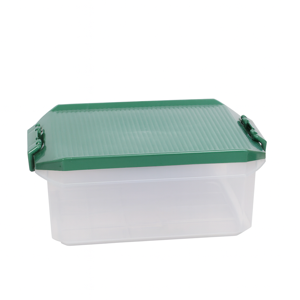 1pc Large Plastic Storage Box with Locking Lid – 4500ml Food-Grade Container (Red & Transparent) - Habitt