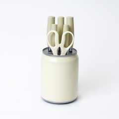 7 Pcs Stainless Steel Knife Set with Modern Block – Available in White, Grey & Black - Habitt
