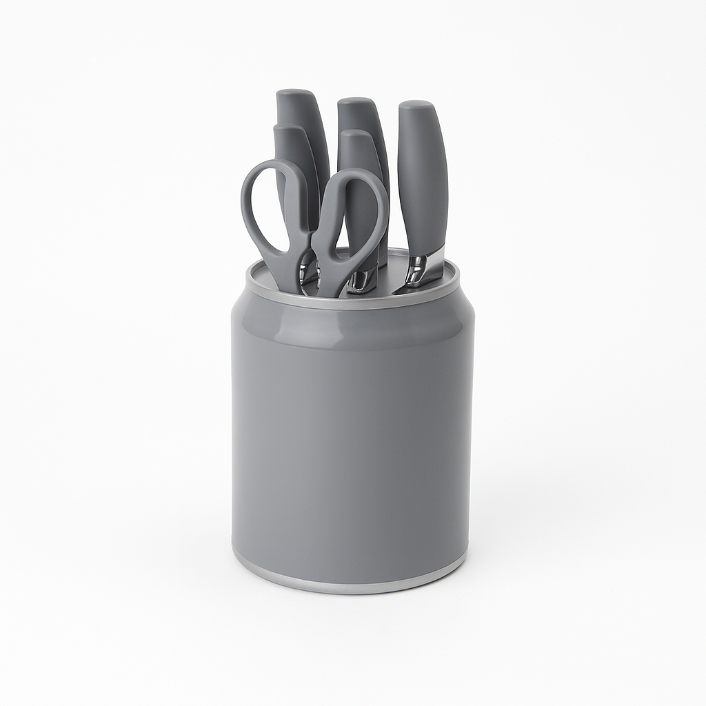 7 Pcs Stainless Steel Knife Set with Modern Block – Available in White, Grey & Black - Habitt