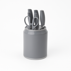 7 Pcs Stainless Steel Knife Set with Modern Block – Available in White, Grey & Black - Habitt