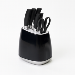 7 Pcs Stainless Steel Knife Set with Modern Block – Available in White & Black - Habitt
