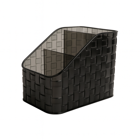 1pc Multi-Purpose Acrylic Organizer – Woven Design Storage Box with Compartments - Habitt