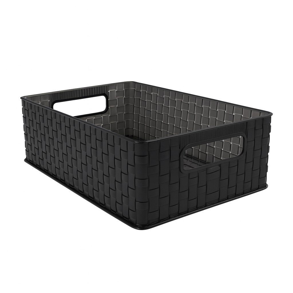 1pc Acrylic Woven Organizer with Handles – Multipurpose Storage Basket (Small, Large & Long) - Habitt