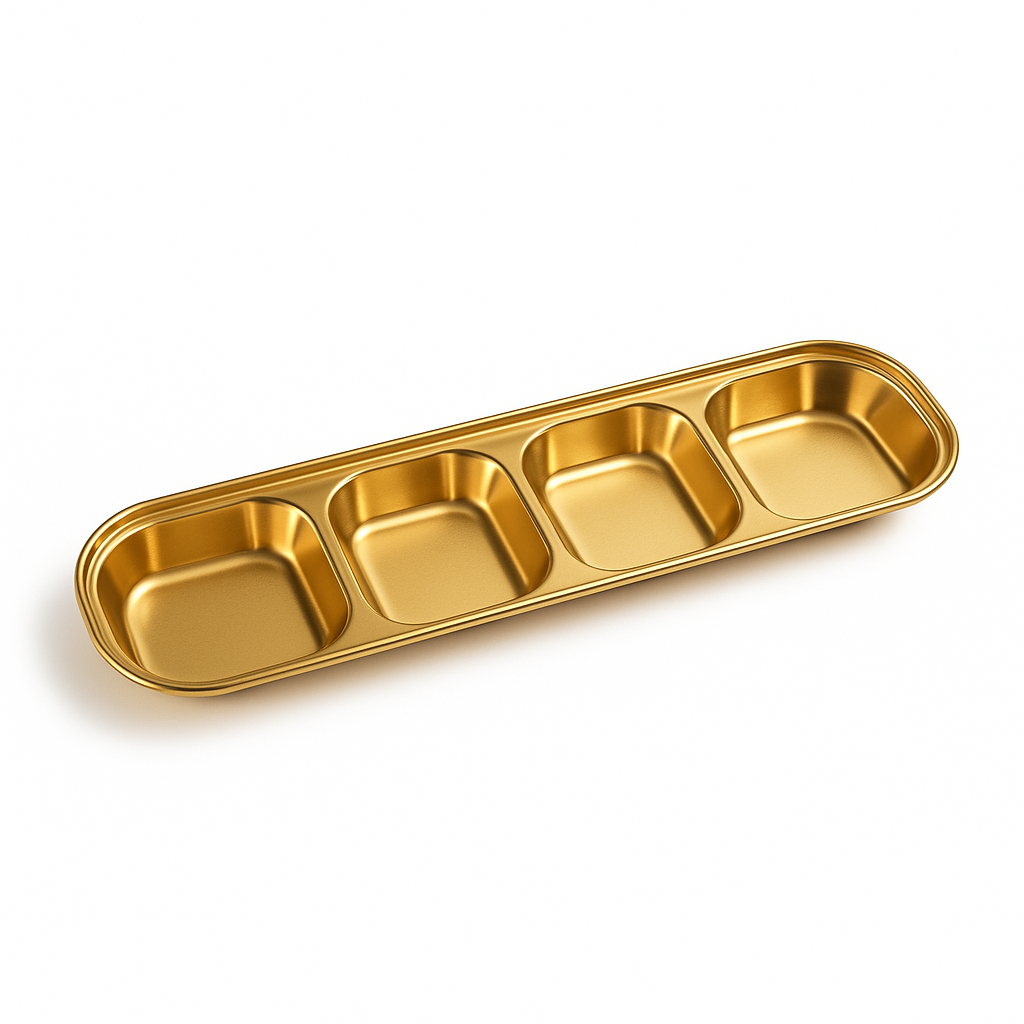 Gold Finish Stainless Steel Compartment Dish – 1, 2, 3 & 4 Section Plates for Snacks & Serving - Habitt