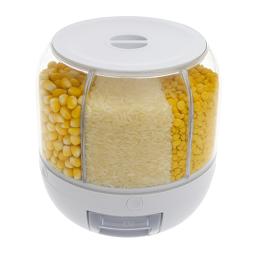 Rotating Rice Dispenser – 5kg Capacity Grain Storage Container - Habitt