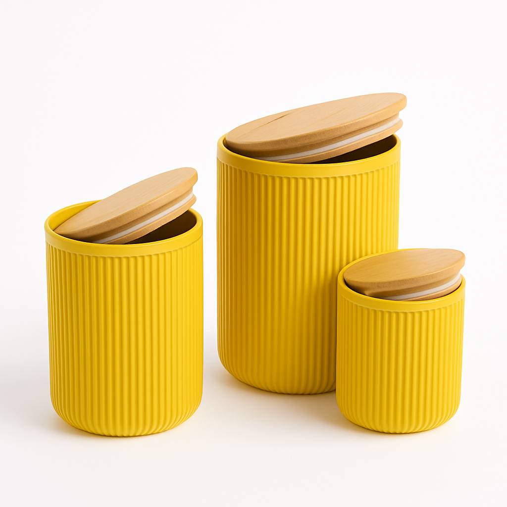 3 Pcs Retro Storage Box Set with Wooden Lids – Airtight Kitchen Containers for Tea, Coffee, Sugar & Snacks - Habitt