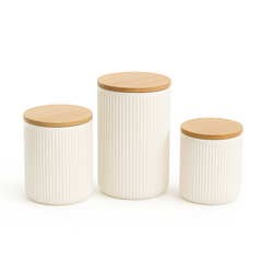 3 Pcs Retro Storage Box Set with Wooden Lids – Airtight Kitchen Containers for Tea, Coffee, Sugar & Snacks - Habitt