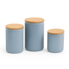 3 Pcs Retro Storage Box Set with Wooden Lids – Airtight Kitchen Containers for Tea, Coffee, Sugar & Snacks - Habitt