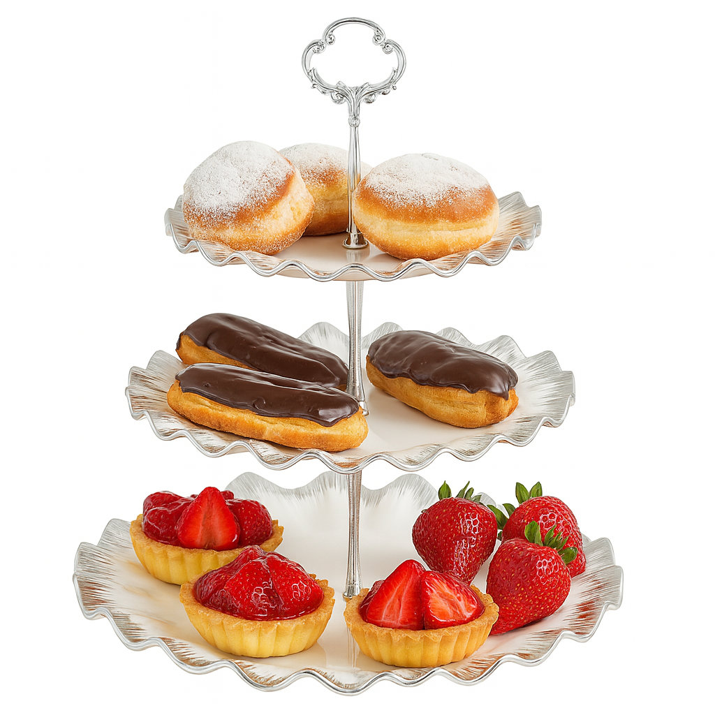 SUPER DINE 3 Tier Serving Stand – Elegant Ruffle Design - Habitt