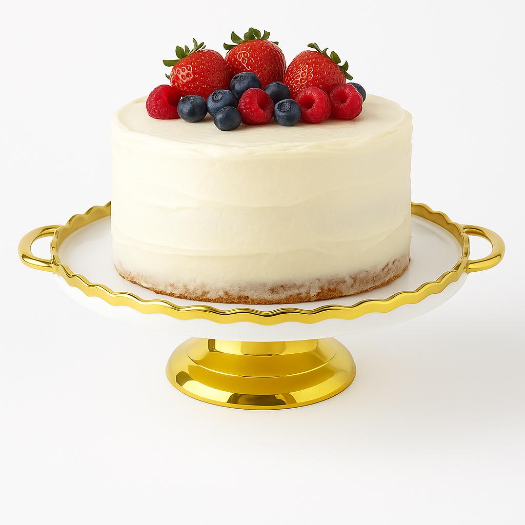 Gold-Edged Cake Plate – Elegant Pedestal Stand - Habitt
