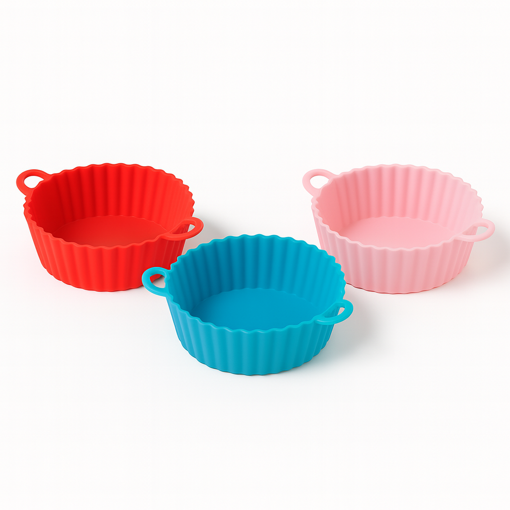 Silicone Air Fryer Basket – Reusable, Non-Stick, Heat-Resistant (Assorted Colors) - Habitt