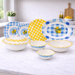 Lemon Squares Dinner Set – Sunlit Charm for Joyful Dining (22 / 30 / 43 PCS) - Habitt
