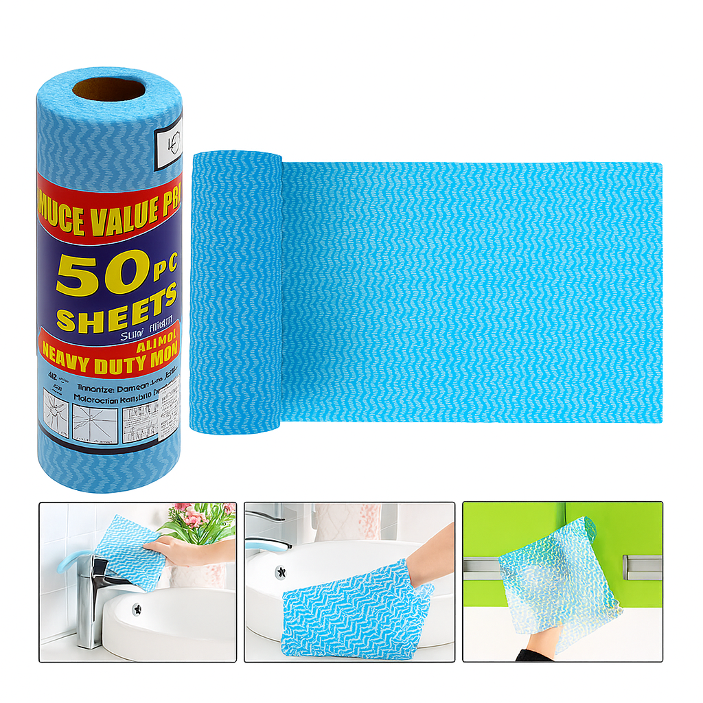 50-Piece Heavy Duty Kitchen Cleaning Wipes – Multi-Purpose, Lint-Free & Reusable - Habitt