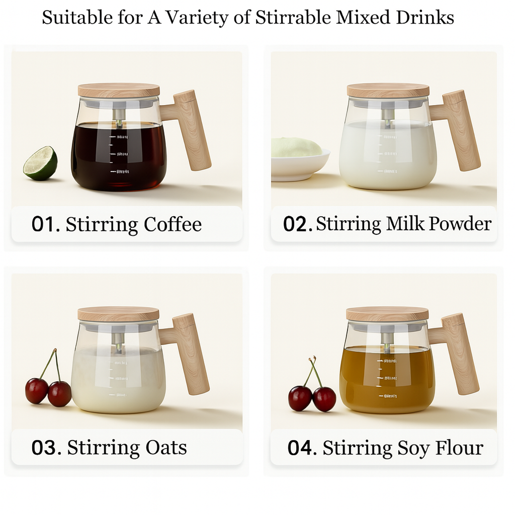 Coffee Beater Glass Mug – 400ml (USB Rechargeable) - Habitt
