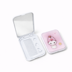 1 PC Kids Cartoon Comb Plus Mirror Set – Cute Portable Folding Hair Brush with Compact Mirror for Girls (Assorted) - Habitt