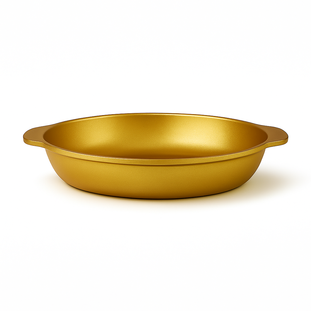 Golden Textured Serving Bowl – Premium Stainless Steel Decorative Bowl for Dining & Kitchen Use (Available in 24 cm, 26 cm & 28 cm) - Habitt