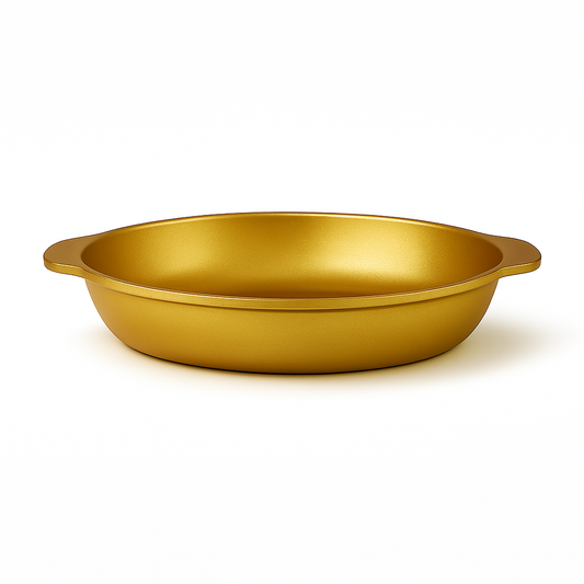 Golden Textured Serving Bowl – Premium Stainless Steel Decorative Bowl for Dining & Kitchen Use (Available in 24 cm, 26 cm & 28 cm) - Habitt