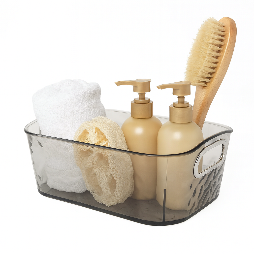 Acrylic Wavy Organizer with Handles – Clear Storage Box (Small & Large) - Habitt