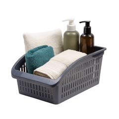 1pc Organizer Basket #2 (Assorted) – Multipurpose Plastic Storage Basket (White, Pink, Grey, Beige) - Habitt