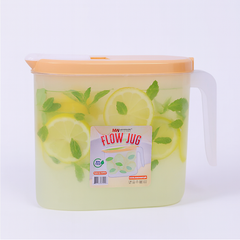 1pc Flow Jug – 1500 ml Plastic Water & Juice Jug with Easy-Pour Lid (White, Grey, Pink, Beige) - Habitt