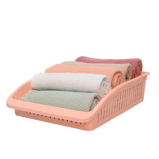 1pc Organizer Basket #3 (Assorted) – Large Plastic Storage Basket (Pink, Beige, Grey, White) - Habitt