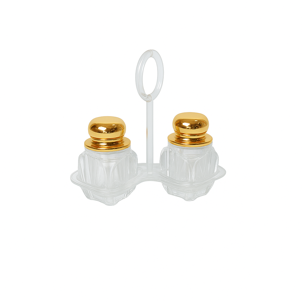 Salt & Pepper Set – 2 Pcs Acrylic with Golden, Silver & Rose Gold Lids - Habitt