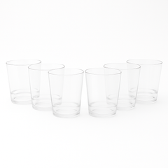 (Pack of 6) Multi-Colored Drinking Glasses – Premium Transparent Tumblers in Purple, Grey, Blue, Pink & Clear Shades - Habitt