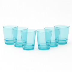 (Pack of 6) Multi-Colored Drinking Glasses – Premium Transparent Tumblers in Purple, Grey, Blue, Pink & Clear Shades - Habitt