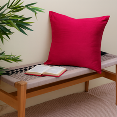 Buy 1 Get 1 Free Pink Cotton Silk Cushion Cover 18x18 – Elegant Plain Decorative Throw Pillow for Sofa, Bed & Living Room - Habitt
