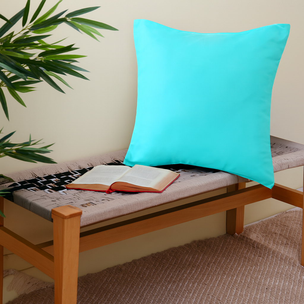 Buy 1 Get 1 Free Sky Blue Raw Silk Cushion Cover 18x18 – Elegant Decorative Throw Pillow for Sofa, Bed & Living Room (Copy) - Habitt